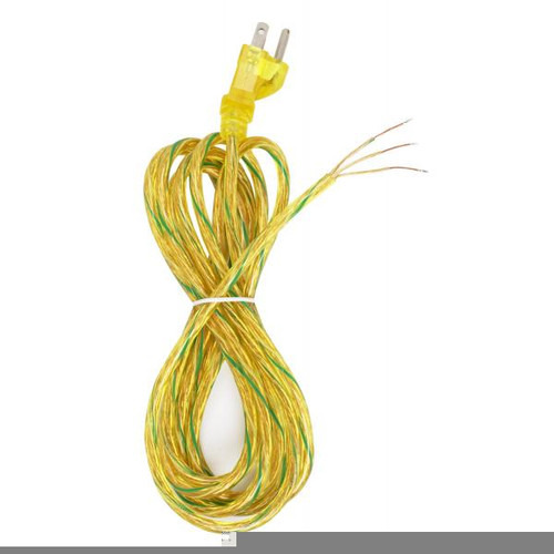 Satco 90-2313 10 Foot 18/3 SVT 105C Heavy Duty Cord Set; Clear Gold Finish; 100 Carton; 3 Prong Molded Plug; Stripped And Slit