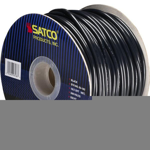 Satco 93-183 Pulley Bulk Wire; 18/2 SVT 105C Pulley Cord; 250 Foot/Spool; Black