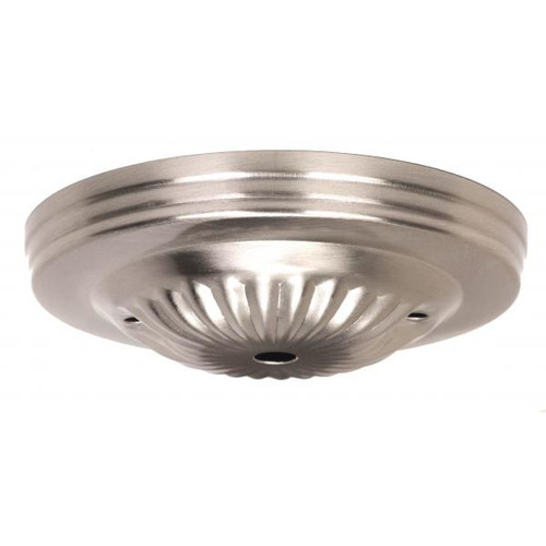 Satco 90-1879 Ribbed Canopy; Canopy Only; Brushed Nickel Finish; 5" Diameter; 7/16" Center Hole; 2 -8/32 Bar Holes