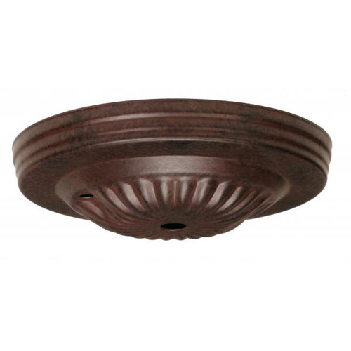 Satco 90-1880 Ribbed Canopy; Canopy Only; Old Bronze Finish; 5" Diameter; 7/16" Center Hole; 2 -8/32 Bar Holes
