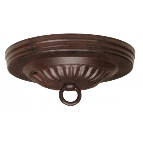 Satco 90-1883 Ribbed Canopy Kit; Old Bronze Finish; 5" Diameter; 7/16" Center Hole; 2-8/32 Bar Holes; Includes Hardware; 10lbs Max