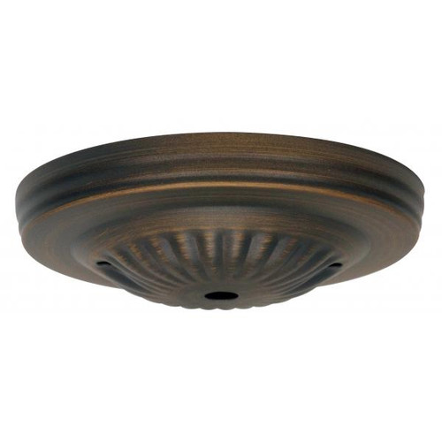 Satco 90-1886 Ribbed Canopy; Canopy Only; Dark Antique Brass Finish; 5" Diameter; 7/16" Center Hole; 2 -8/32 Bar Holes