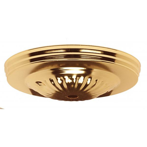 Satco 90-1927 Ribbed Canopy Kit And Matching Hardware; Brass Finish; 5" Diameter; 7/16" Center Hole; 2-8/32 Bar Holes