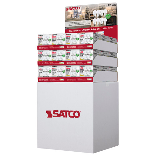 Satco D2106 Display Unit Containing 36 pieces of S11462; 14 Watt; A19 LED; 2700K; Non-Dimmable; E26; 80 CRI