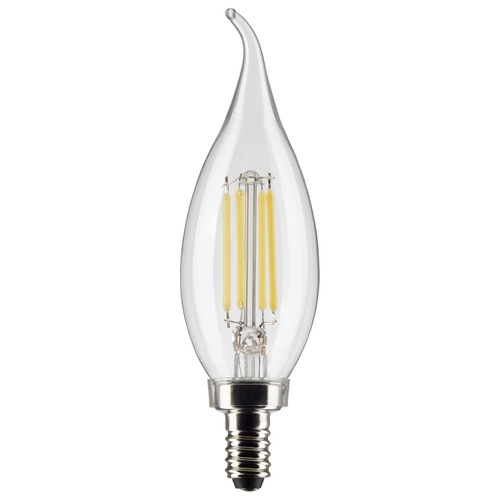 Satco S21298 4 Watt CA10 LED; Clear; Candelabra base; 90 CRI; 4000K; 120 Volt