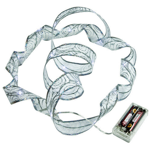 SHL LS-S4-18LRIBBONSLVBA 6 ft. Lighted Length - 1.5 in. Width - Silver Ribbon