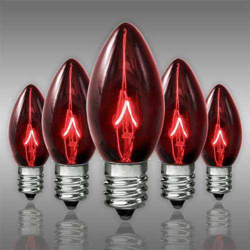 SHL LS-SHL-5WC7TRRD C7 - 5 Watt - Transparent Red - Triple Dipped - Incandescent Christmas Light Replacement Bulbs