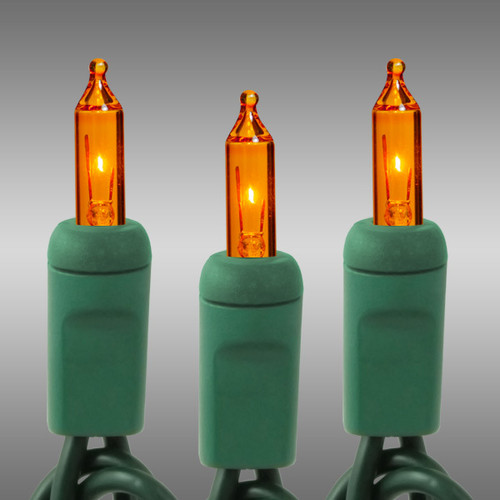 Christmas Lite Co. LS-CMS-10161 21 ft. - Green Wire - Christmas Mini Light String - (100) Amber-Orange Bulbs - 2.5 in. Bulb Spacing
