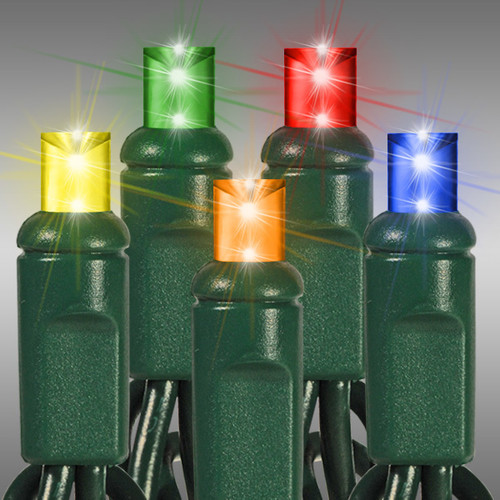 HLS LS-CMS-50WA-4GMU LED Christmas String Lights - 17 ft. - (50) Wide Angle Multi-Color LED's - 4 in. Bulb Spacing - Green Wire