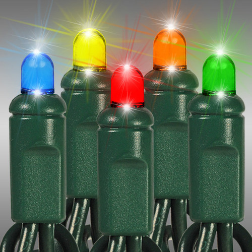 HLS LS-CMS-50LCVMULG LED Christmas String Lights - 25 ft. - (50) Multi-Directional Multi-Color LED's - 6 in. Bulb Spacing - Green Wire