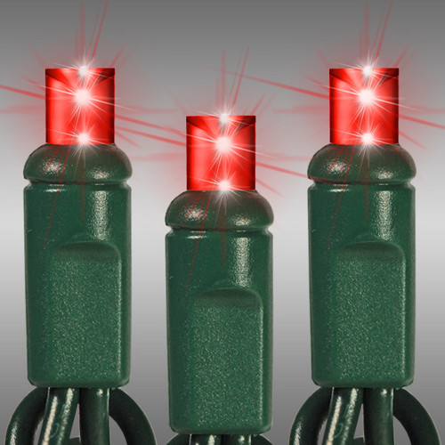 HLS LS-CMS-50WA-4GR LED Christmas String Lights - 17 ft. - (50) Wide Angle Red LED's - 4 in. Bulb Spacing - Green Wire