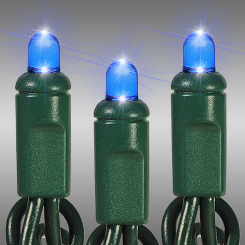 HLS LS-CMS-50LCVBLG LED Christmas String Lights - 25 ft. - (50) Multi-Directional Blue LED's - 6 in. Bulb Spacing - Green Wire