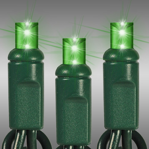 HLS LS-CMS-50WA-4GG LED Christmas String Lights - 17 ft. - (50) Wide Angle Green LED's - 4 in. Bulb Spacing - Green Wire