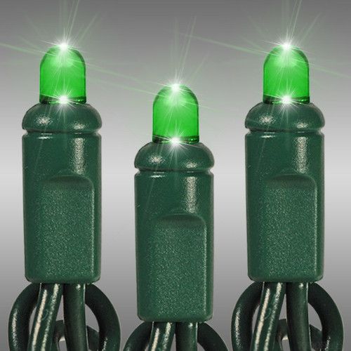 HLS LS-CMS-50LCVGNG LED Christmas String Lights - 25 ft. - (50) Multi-Directional Green LED's - 6 in. Bulb Spacing - Green Wire