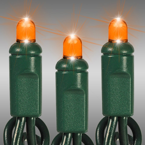 HLS LS-CMS-50LCVAMG LED Christmas String Lights - 25 ft. - (50) Multi-Directional Amber-Orange LED's - 6 in. Bulb Spacing - Green Wire