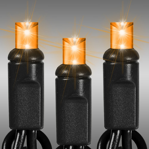 HLS LS-BOO-5MM50OFB LED Christmas String Lights - 25 ft. - (50) Wide Angle Orange LED's - 6 in. Bulb Spacing - Black Wire
