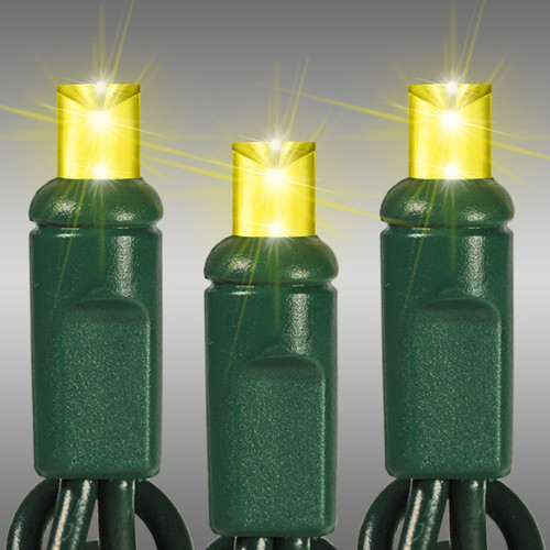 HLS LS-CMS-50WA-4GY LED Christmas String Lights - 17 ft. - (50) Wide Angle Yellow LED's - 4 in. Bulb Spacing - Green Wire