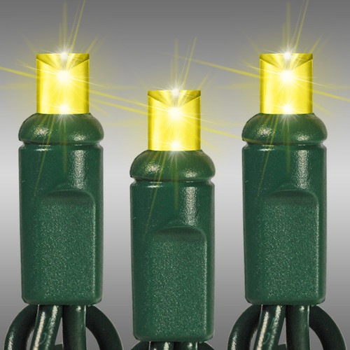 HLS LS-CMS-50WA-6GYL LED Christmas String Lights - 25 ft. - (50) Wide Angle Yellow LED's - 6 in. Bulb Spacing - Green Wire