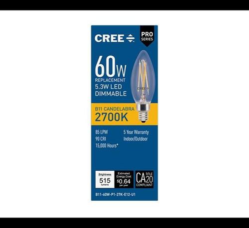 Cree Lighting B11 Pro Series Candelabra Light Bulbs
