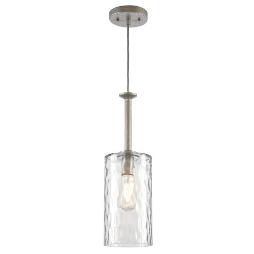 Westinghouse 6125200 Mini Pendant Industrial Steel Finish Clear Hammered Glass
