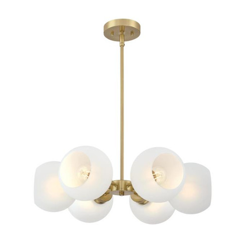 Westinghouse 6128100 6 Light Chandelier Champagne Brass Finish Frosted Glass