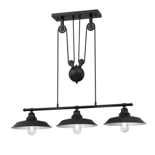 Westinghouse 6129400 3 Light Pulley Pendant Matte Black Finish