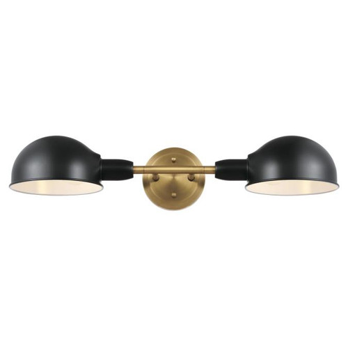 Westinghouse 6130800 2 Light Wall Fixture Matte Black and Brushed Brass Finish