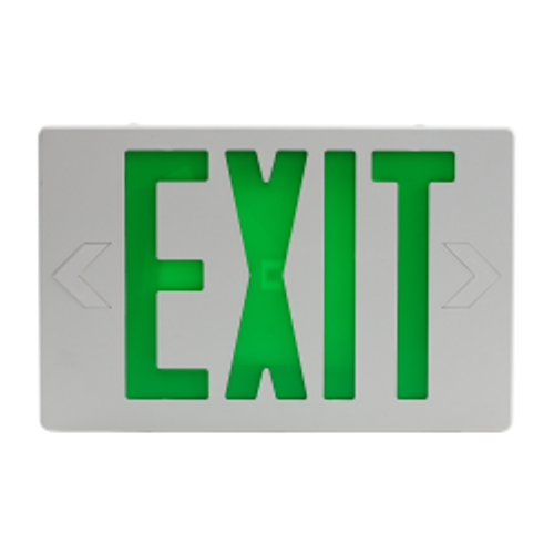 Sylvania EXIT1AGDVUWHEM 6/CS 1/SKU EXIT SIGN LED 1A, GREEN LETTERS, 120/277V, Surface Mounted, White Finish, EM 60762