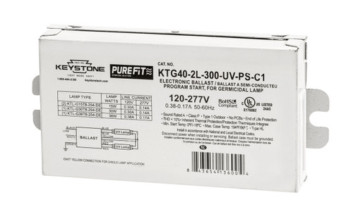 Keystone KTG40-2L-300-UV-PS-C1 Ballast For UV-C Lamps.. Design To Run 1 Or 2 Lamps Not To Exceed 40W Max Load. ~290Ma Output. Compact Case Style | Keystone Technologies | Keystone Technologies at lightingandsupplies.com