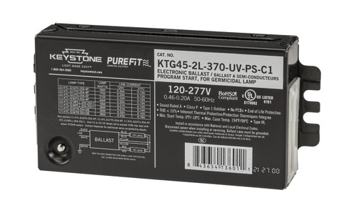 Keystone KTG45-2L-370-UV-PS-C1 Ballast For UV-C Lamps.. Design To Run 1 Or 2 Lamps Not To Exceed 45W Max Load. ~370Ma Output. Compact Case Style | Keystone Technologies | Keystone Technologies at lightingandsupplies.com