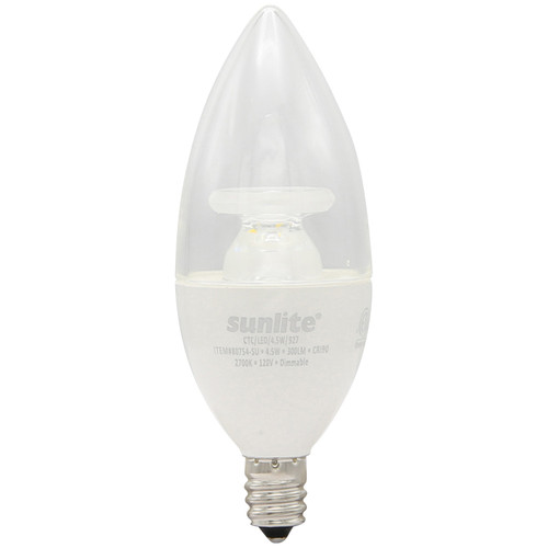 Sunlite 80754-SU CTC/LED/4.5W/927 Decorative E12 Base Clear Dimmable Energy Star CRI90 2700K