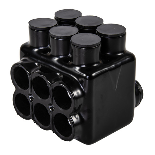 NSI Industries IPLDS750-6 6-Port Black Stacked Pre-Insulated Connector, 750 MCM Ð 1/0 AWG