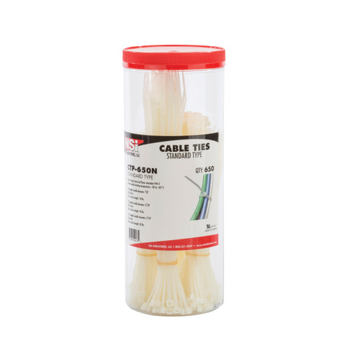 NSI Industries CTP-650N Cable Tie Canister Pk Natural Asst NSI Industries CTP-650N Cable Tie Canister Pk Natural Asst