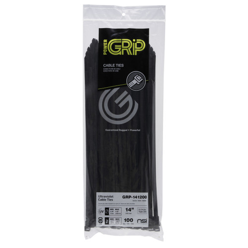 NSI Industries GRP-141200 14Ó, Black Heavy-Duty 120lb Cable Ties, 100 Pack