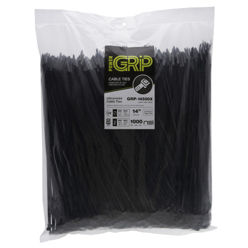 NSI Industries GRP-14500X 14Ó, Black General Purpose 50lb Cable Ties, 1000 Bulk Pack