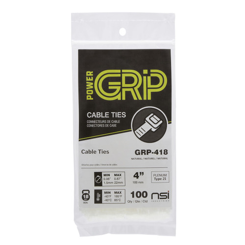 NSI Industries GRP-418 4Ó, Natural General Purpose 18lb Cable Ties, 100 Pack