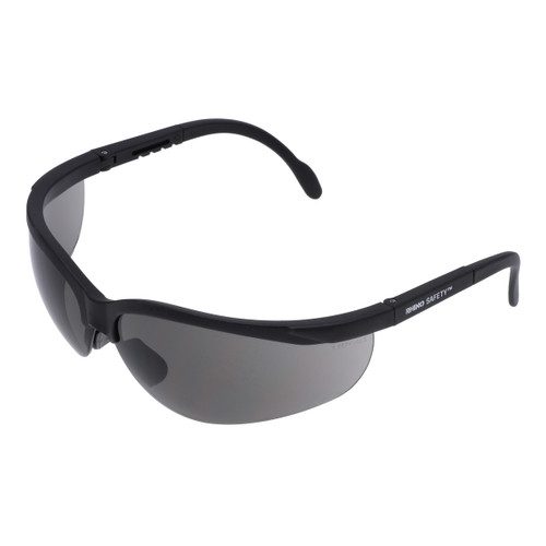 NSI Industries SG-101G Impact-Resistant Polycarbonate Safety Glasses, Gray, Black Frame