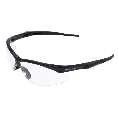 NSI Industries SG-300C Impact-Resistant Streamlined Safety Glasses, Clear, Black Frame