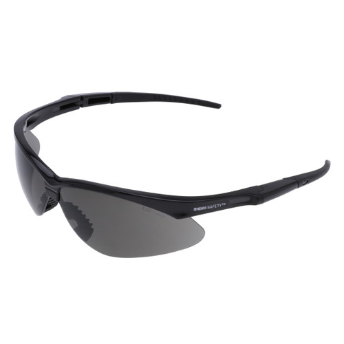 NSI Industries SG-300G Impact-Resistant Streamlined Safety Glasses, Gray, Black Frame