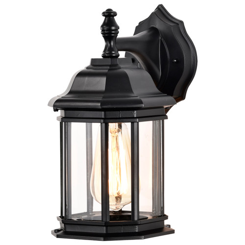 Nuvo 60-6119 HOPKINS 1LT OUTDOOR SM WALL Hopkins Outdoor Small Wall Lantern 1 Light Matte Black Finish Clear Glass