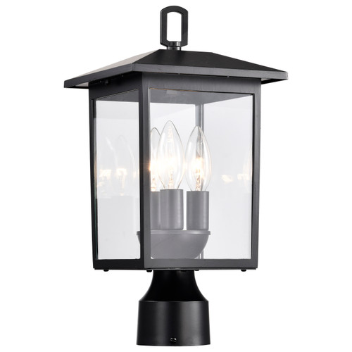 Nuvo 60-5932 JAMESPORT 3LT OUTDOOR POST Jamesport Outdoor Post Lantern 3 Lights Matte Black Finish Clear Glass