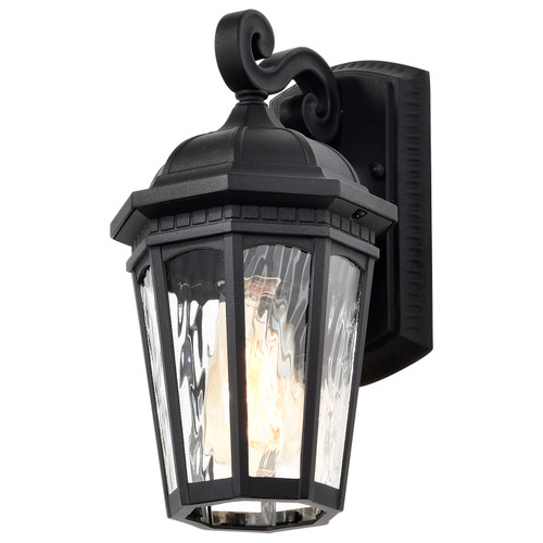 Nuvo 60-5945 EAST RIVER 1LT OUTDOOR SM WALL East River Outdoor Small Wall Lantern 1 Light Matte Black Finish Clear Water Glass