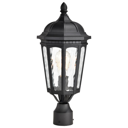 Nuvo 60-5943 EAST RIVER 1LT OUTDOOR POST East River Outdoor Post Lantern 1 Light Matte Black Finish Clear Water Glass
