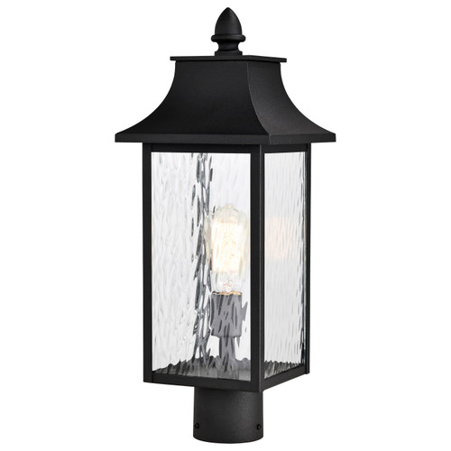 Nuvo 60-5995 AUSTEN 1LT OUTDOOR POST Austen Outdoor Post Lantern 1 Light Matte Black Clear Water Glass