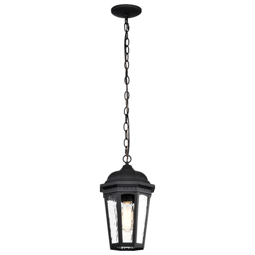 Nuvo 60-5944 EAST RIVER 1LT OUTDOOR HANGING East River Outdoor Hanging Lantern 1 Light Matte Black Finish Clear Water Glass