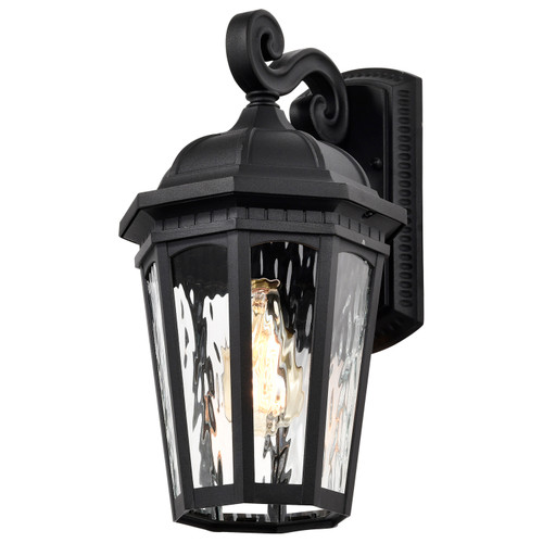 Nuvo 60-5946 EAST RIVER 1LT OUTDOOR LG WALL East River Outdoor Large Wall Lantern 1 Light Matte Black Finish Clear Water Glass