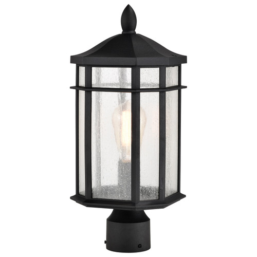 Nuvo 60-5758 RAIDEN 1LT OUTDOOR POST Raiden Outdoor Post Lantern 1 Light Matte Black Finish Clear Seeded Glass