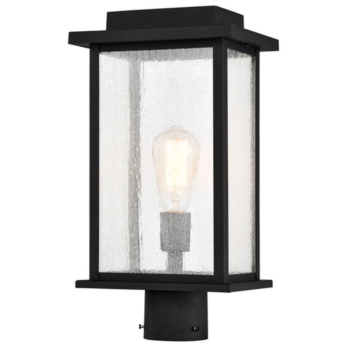 Nuvo 60-7378 SULLIVAN 1LT OUTDOOR POST Sullivan Outdoor Post Lantern 1 Light Matte Black Finish Clear Seeded Glass