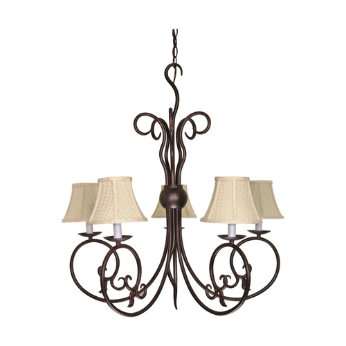 Nuvo 60-040 TAPAS 5 LT CHANDELIER Tapas 5 Light 28-1/2 in. Chandelier with Linen Waffle Shade (Discontinued)