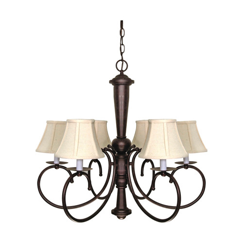 Nuvo 60-101 MERICANA 6 LT CHANDELIER Mericana 6 Light 26-1/2 in. Chandelier with Natural Linen Shades (Discontinued)